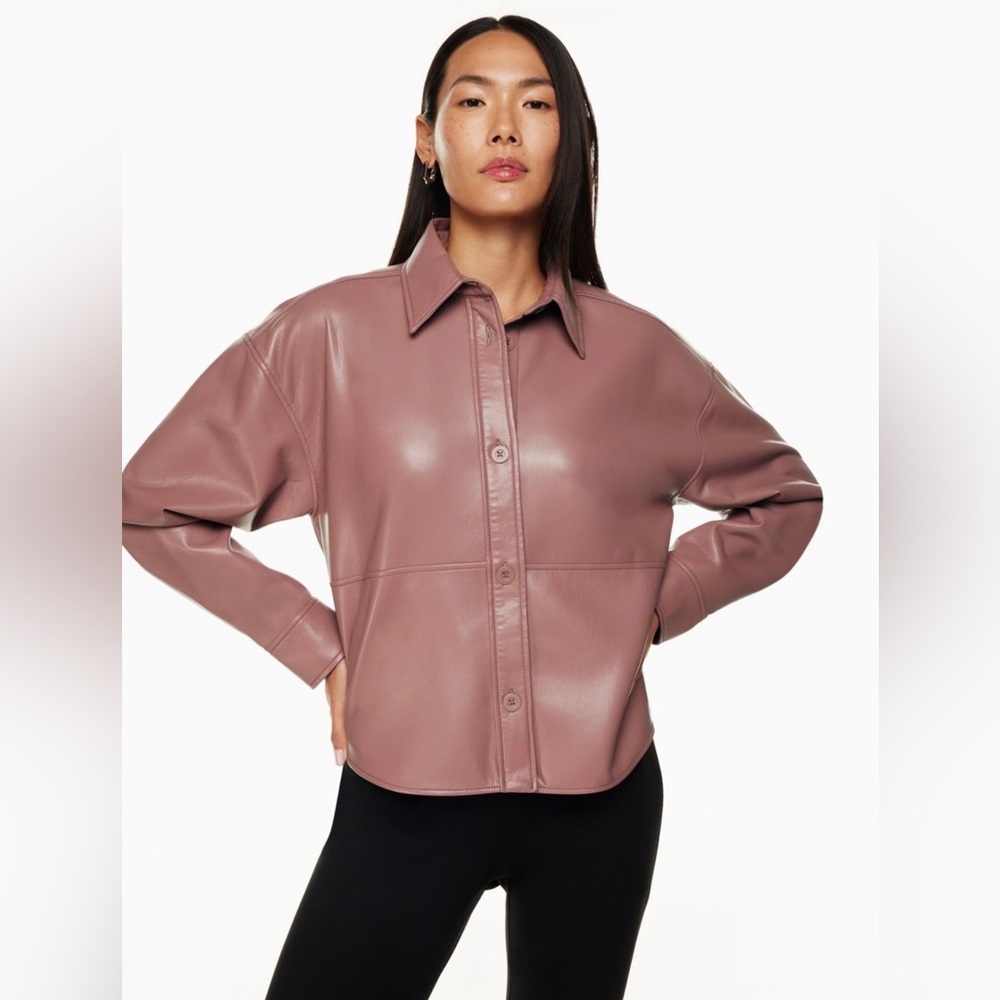 Aritzia Babaton Mauve Vegan Leather Pelli Shirt Jacket - Picture 1 of 10